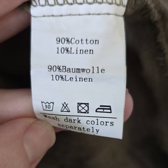 Zexxxy Smocked Square Neck Puff Sleeve Mid Length Dress Green Size M Linen Blend - Picture 5 of 5